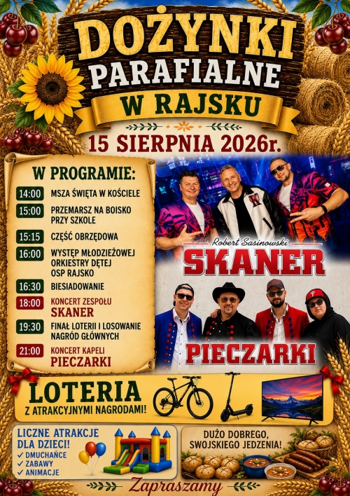 Zdjęcie do aktualności: Dożynki Parafialne w Rajsku wiecej